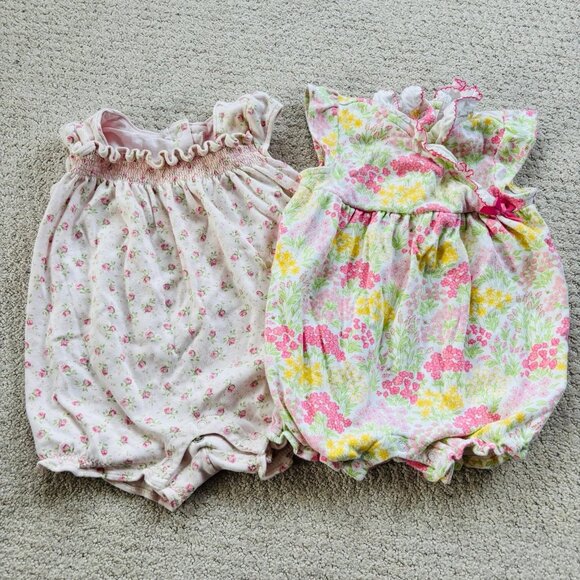 Janie and jack pink label summer bubble romper bundle
